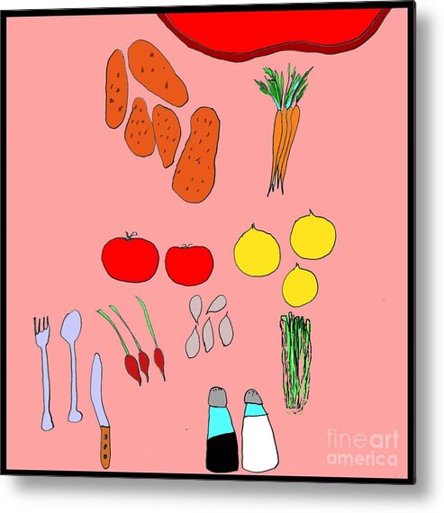 Food Metal Print featuring the painting Meat and Potatoes by James and Donna Daugherty