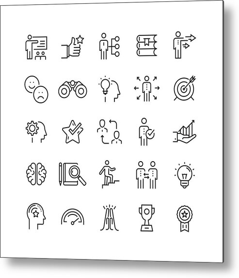 Expertise Metal Print featuring the drawing Mentoring and Training Related Vector Line Icons by Cnythzl