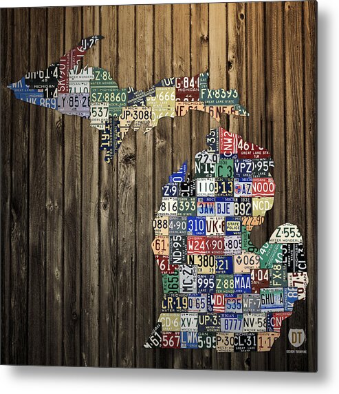 Michigan Metal Print featuring the mixed media Michigan Counties State License Plate Map by Design Turnpike