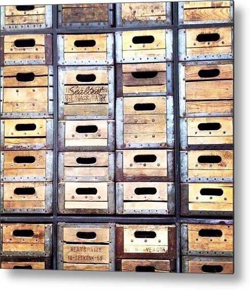 Woodencrate Metal Print featuring the photograph Milk Crates by Natasha Marco