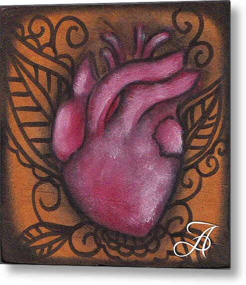 Anatomical Heart Metal Print featuring the painting Mini Heart #2 by Abril Andrade
