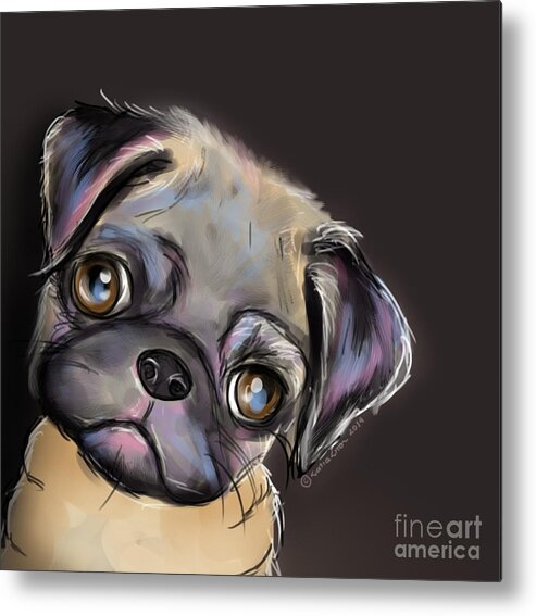 Pug Metal Print featuring the painting Miss Pug by Catia Lee