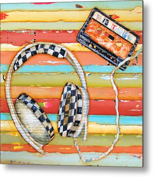 Headphones Metal Print featuring the mixed media Mix Tape by Danny Phillips