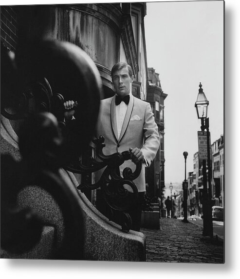 Exterior Metal Print featuring the photograph Model Wearing A Formal Craft Suit by Leonard Nones