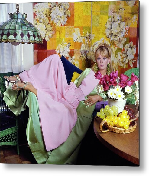 Interior Metal Print featuring the photograph Model Wearing An Arnold Scaasi Ensemble by Horst P. Horst