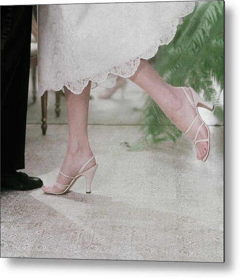 One Person Metal Print featuring the photograph Model Wearing Sandals By Delmanette by Frances McLaughlin-Gill