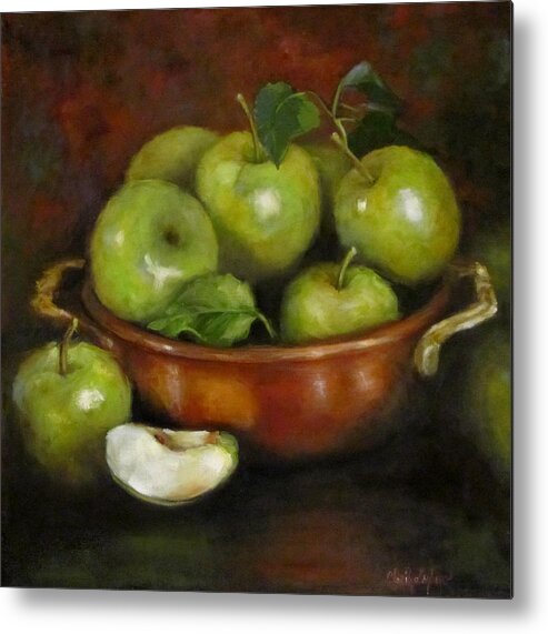Apples Metal Print featuring the painting Mom's Last Apple Harvest by Cheri Wollenberg