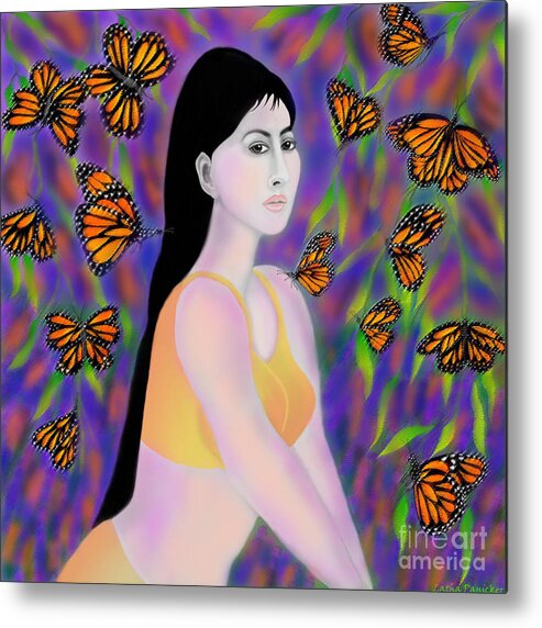 Monarch Painting Metal Print featuring the digital art Monarchs by Latha Gokuldas Panicker