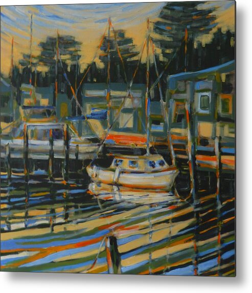 Boats Metal Print featuring the painting Mordialloc Creek by Zofia Kijak