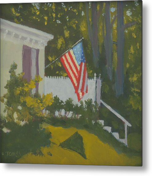 American Metal Print featuring the painting Morning Sun on Old Glory by Bill Tomsa