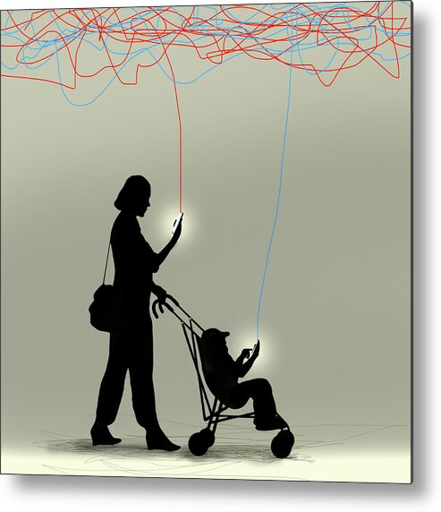 2-3 Years Metal Print featuring the photograph Mother And Toddler In Pushchair by Ikon Ikon Images