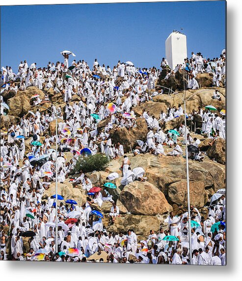 People Metal Print featuring the photograph Mount Arafat during Hajj by Omar Chatriwala