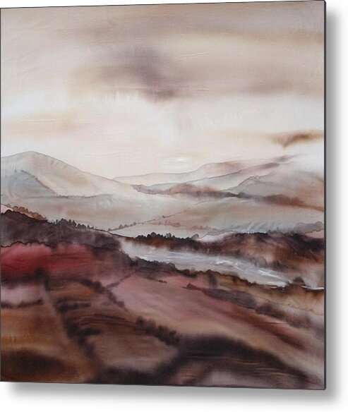 Mountains Metal Print featuring the painting Mountain dawn by Hazel Millington