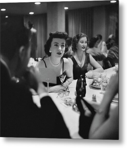 Food Metal Print featuring the photograph Mrs. Sidney Wood And Mrs. Stass Reed Sitting by Clifford Coffin