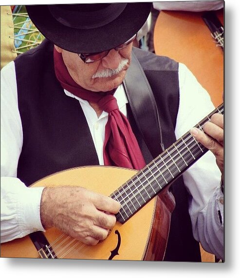 Traditional Metal Print featuring the photograph #music #musician #player #ukulele by Pamela Harridine