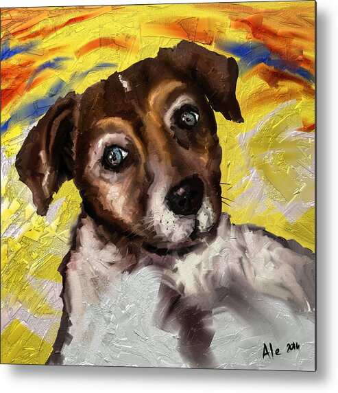 Jack Russell Metal Print featuring the painting My little Jack by Alessandro Della Pietra