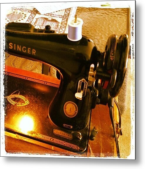 Vintage Metal Print featuring the photograph My Mother's Sewing Machine. #vintage by Hermes Fine Art