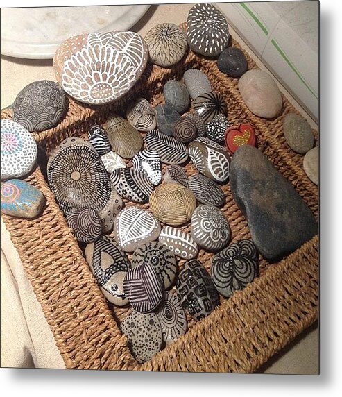 Paintedrocks Metal Print featuring the photograph My New Basket Of #paintedrocks ..these by Robin Mead