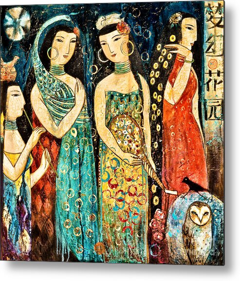 Mystic Metal Print featuring the painting Mystic Garden by Shijun Munns