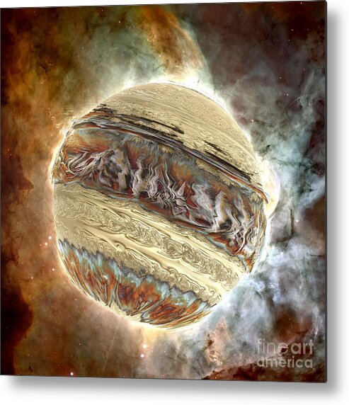 Fractal Art Metal Print featuring the digital art Nacre Planet by Bernard MICHEL