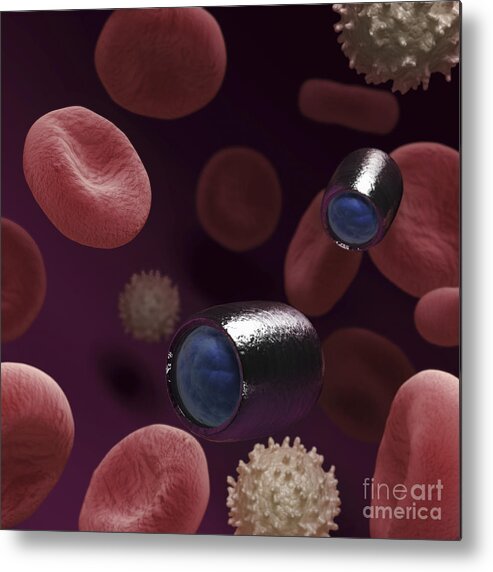 Blood Vessel Metal Print featuring the photograph Nanobots In The Blood by Science Picture Co