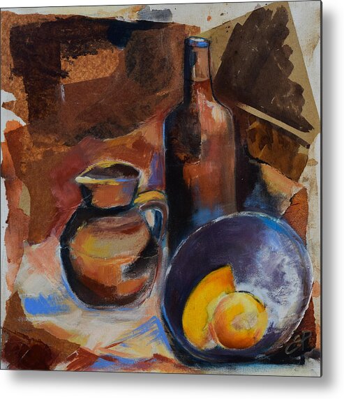Still Life Metal Print featuring the painting Still Life Sepia by Elise Palmigiani