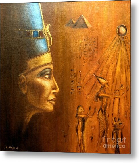 Queen Of Egypt Metal Print featuring the painting Nefertiti by Arturas Slapsys
