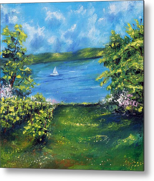 Lake Metal Print featuring the painting New Growth by Meaghan Troup