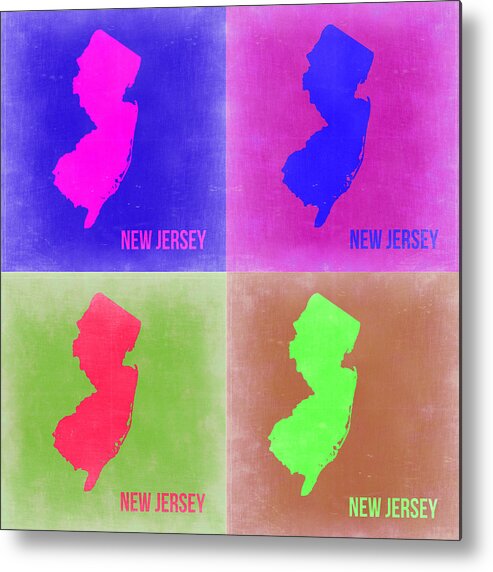 New Jersey Map Metal Print featuring the painting New Jersey Pop Art Map 2 by Naxart Studio