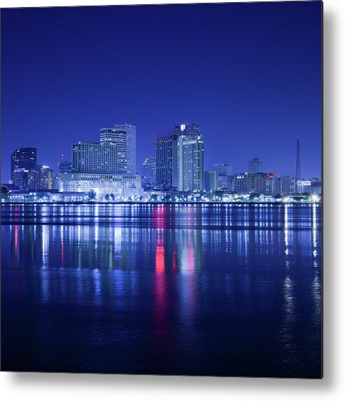 Dawn Metal Print featuring the photograph New Orleans By Night Skyline by Moreiso