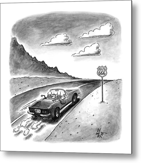 Automobiles-midget Metal Print featuring the drawing New Yorker February 23rd, 1998 by Frank Cotham