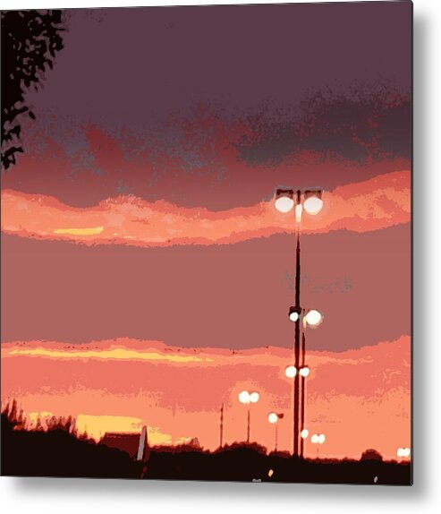 Light Metal Print featuring the photograph Night Lights at Sunset by Jenny Rains