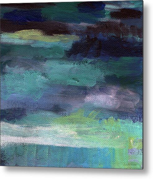 Abstract Painting Metal Print featuring the painting Night Swim- abstract art by Linda Woods