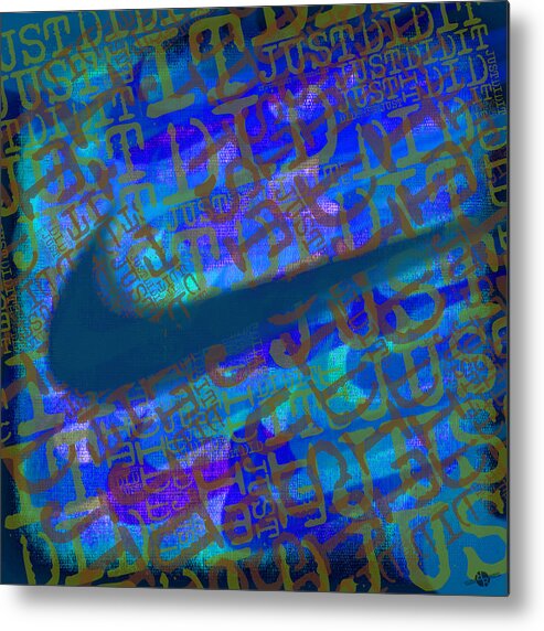 Nike Metal Print featuring the painting Nike Just Did It Blue by Tony Rubino