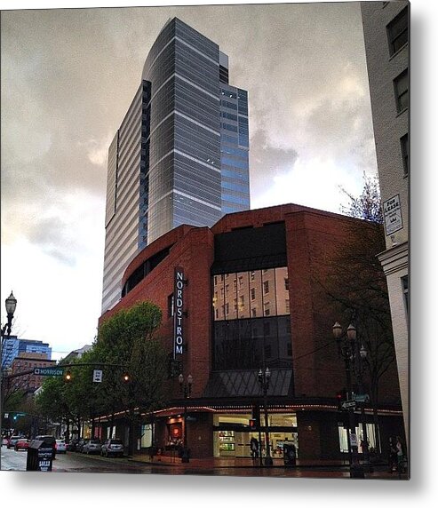  Metal Print featuring the photograph Nordstom's At Dusk. Portland, Oregon by Shanti Braford
