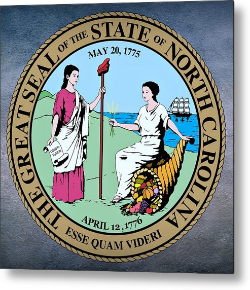 North Carolina Metal Print featuring the digital art North Carolina State Seal by Movie Poster Prints