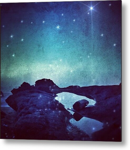 Beautiful Metal Print featuring the photograph #ocean #starlight #sea #water #night by Jill Battaglia