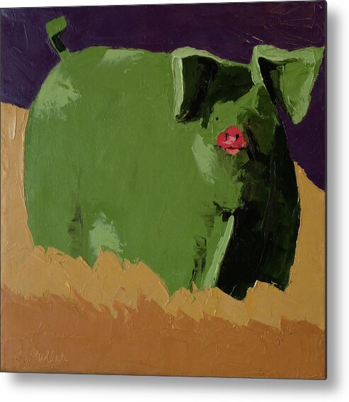Pig Metal Print featuring the painting Oink by Sylvia Miller