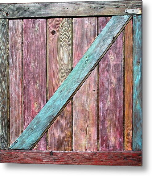 Wood Painting Metal Print featuring the painting Old Barnyard Gate 2 by Asha Carolyn Young