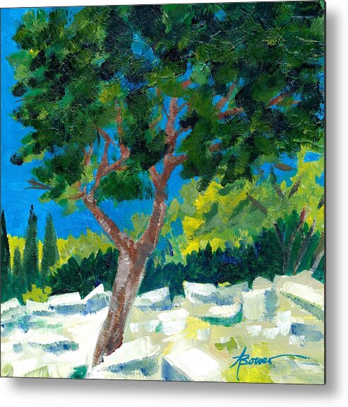 Trees Metal Print featuring the painting Old Ruins at Rhodes by Adele Bower