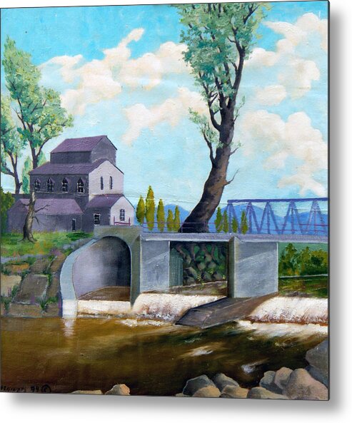 Old Metal Print featuring the painting Old water mill by Sergey Bezhinets