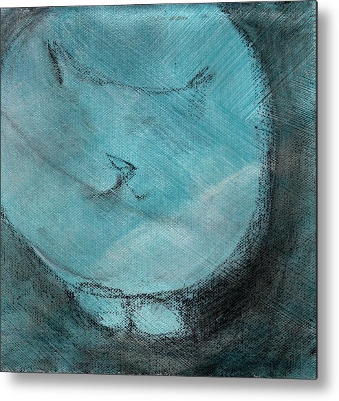 Art Metal Print featuring the painting One Blue You by Anna Elkins