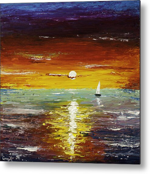 Landscape Metal Print featuring the painting Open Sea by Gray Artus