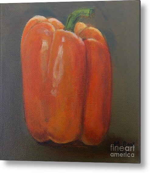 Still Life Metal Print featuring the painting Orange Bell Pepper by Marlene Book
