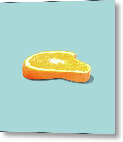 Orange Metal Print featuring the photograph Orange Fruit Slice by Dan Cretu