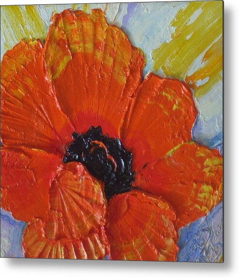Orange Metal Print featuring the painting Orange Poppy by Paris Wyatt Llanso