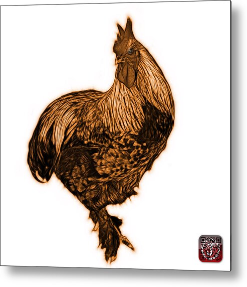 Rooster Metal Print featuring the painting Orange Rooster - 3166 FS by James Ahn