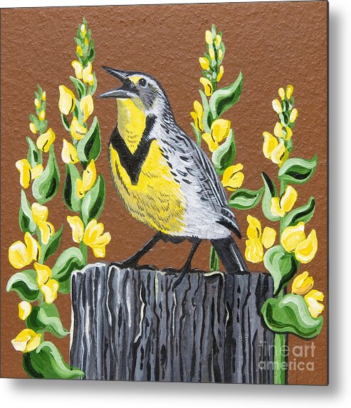 Nature Metal Print featuring the painting Oregon Meadowlark by Jennifer Lake