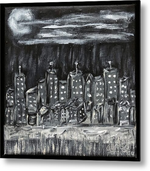 Black & White Painting Metal Print featuring the photograph Our Town by Gary Brandes