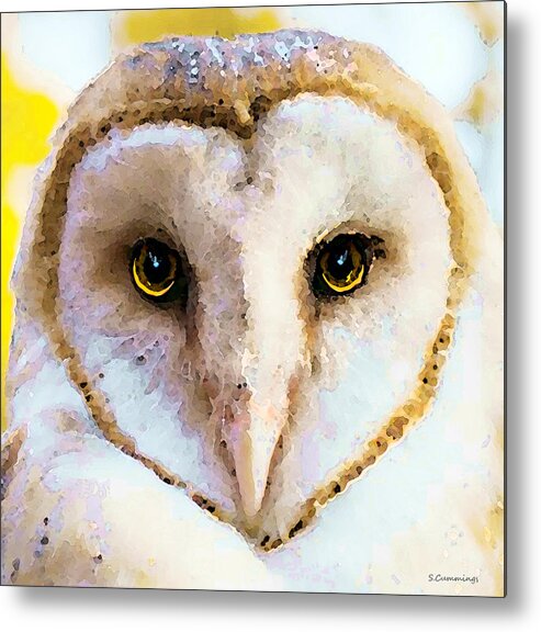 Owl Metal Print featuring the painting Owl Art - Soft Love by Sharon Cummings